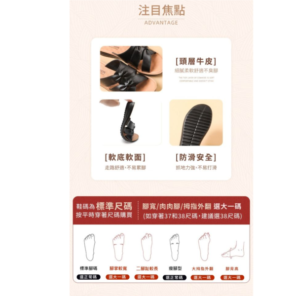 頭層牛皮女士防滑室外拖鞋【LS23】 