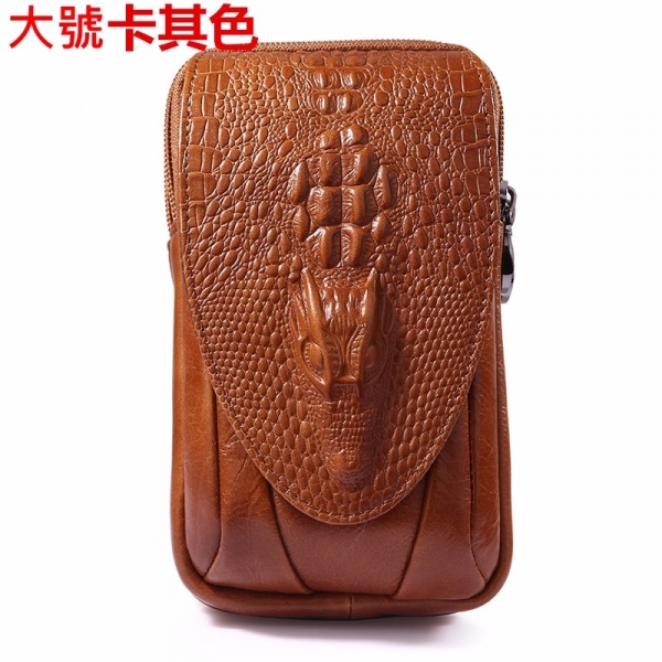 鱷魚紋牛皮腰掛可裝5.5吋手機隨身腰包手機包手機袋男包腰掛包小包LB168 