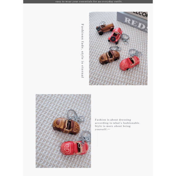 頭層牛皮手工製造造型鑰匙圈-汽車【KB124】 