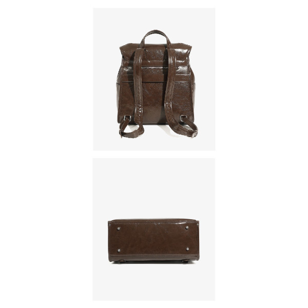 油蠟牛皮翻蓋後背包女包【LB1226】 