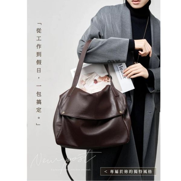 頭層牛皮通勤軟皮單肩包女包【LB1111】 