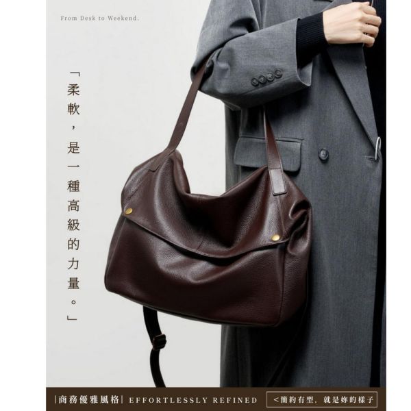 頭層牛皮通勤軟皮單肩包女包【LB1111】 