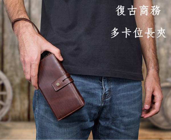 頭層牛皮18卡位長夾男夾【LH395】 