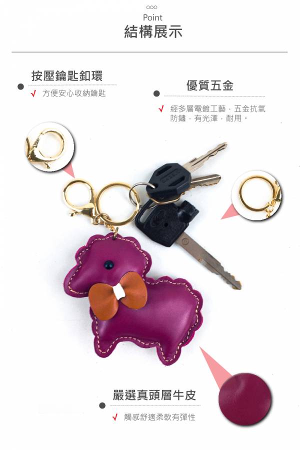 頭層牛皮動物造型鑰匙圈-羊【KB94】 