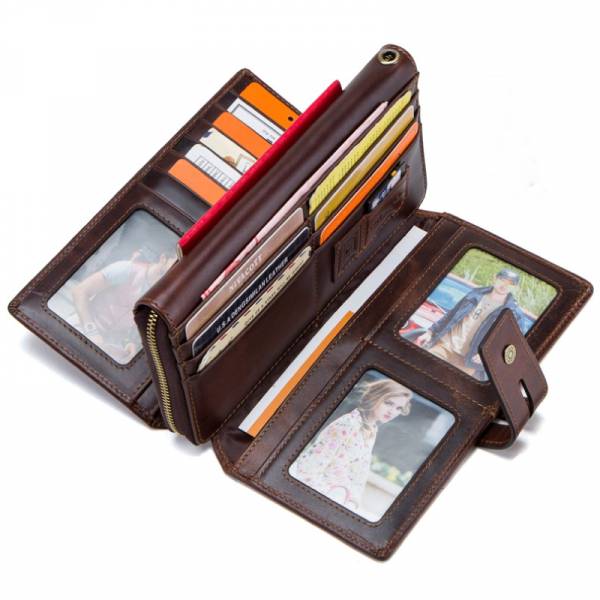 頭層牛皮18卡位長夾男夾【LH395】 