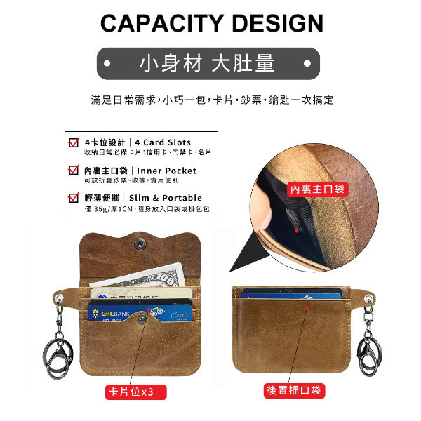 頭層牛皮薄款4卡位卡片包【CB213】 