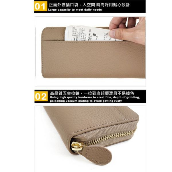 頭層牛皮自動分離長夾-單長夾黃色【SP876】 