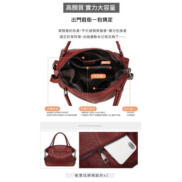 頭層牛皮菱格紋手提包女包【LB1233】 