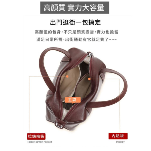 頭層牛皮肩背枕頭包女包【LB1160】 