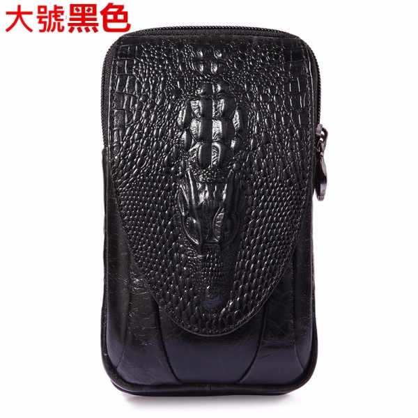 鱷魚紋牛皮腰掛可裝5.5吋手機隨身腰包手機包手機袋男包腰掛包小包LB168 