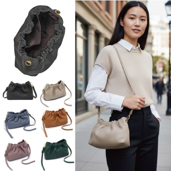 頭層牛皮肩背水桶包小包女包【LB1230】 