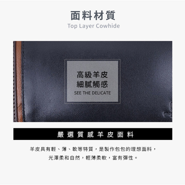 日貨-真皮羊皮撞色拉鍊長夾男夾-HIRO【LH1149】 