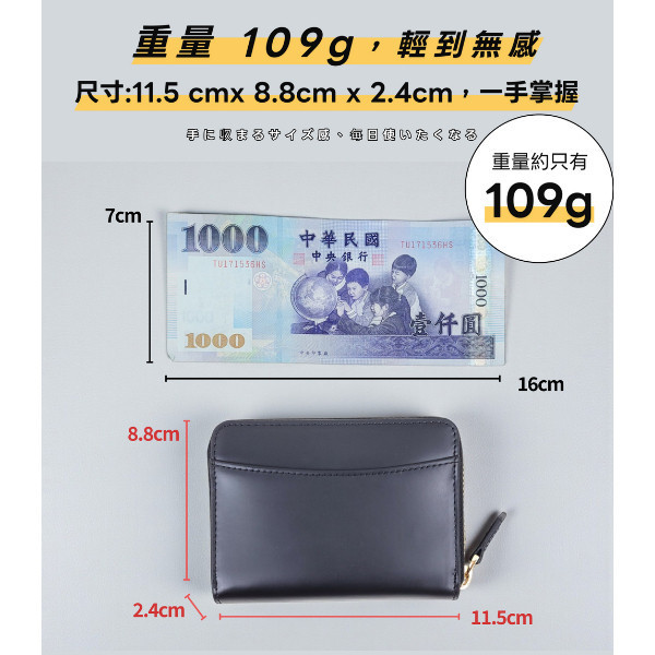 修面牛皮方塊拉鍊零錢包【LH1168】 