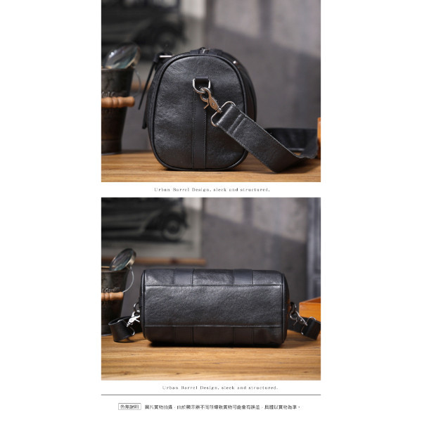 頭層牛皮肩背圓筒包男包【LB1197】 