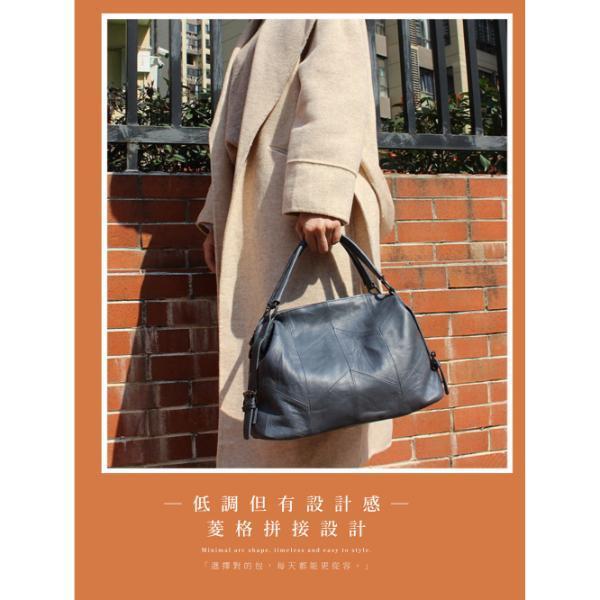 頭層牛皮菱格紋手提包女包【LB1233】 