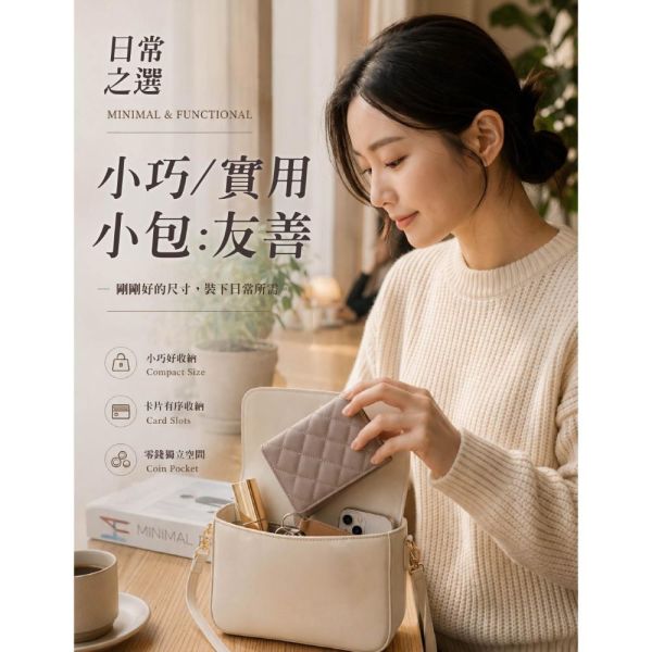 菱格紋羊皮二折薄款短夾女夾【LH1230】 錢包,短夾,頭層牛皮