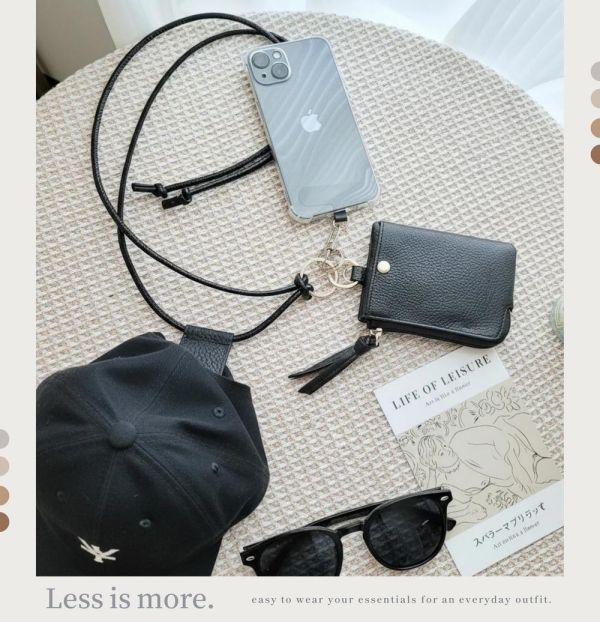 真皮頭層牛皮多功能手機背帶帽夾眼鏡套【LW85】 