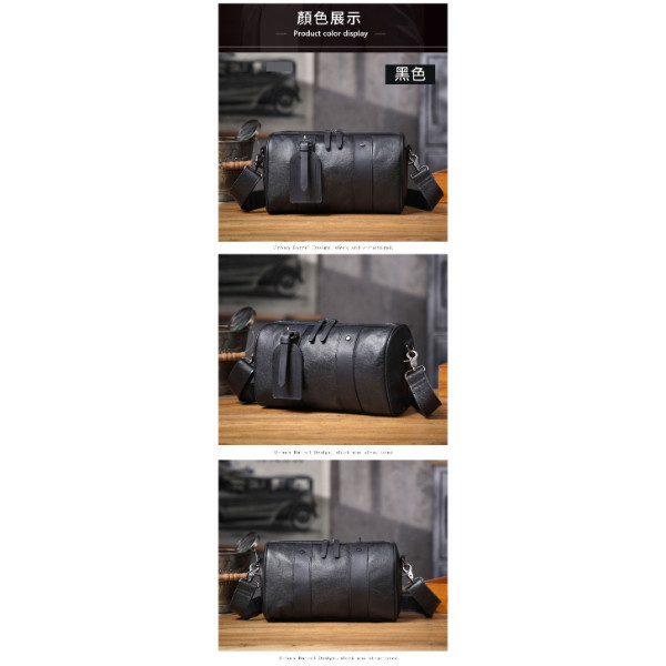 頭層牛皮肩背圓筒包男包【LB1197】 