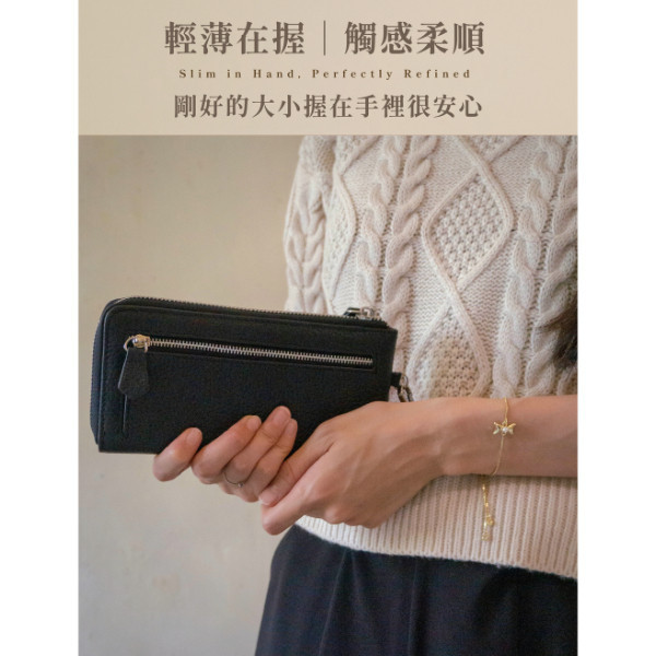 頭層牛皮極薄L型拉鍊小長夾女夾男夾【LH1122】 