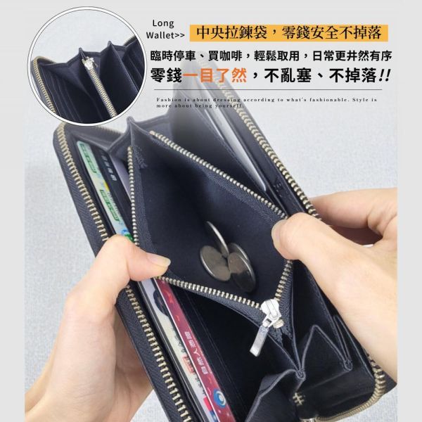 日貨-真皮頭層牛皮男士拉鍊皮夾錢包長夾男夾-HIRO【LH1166】 