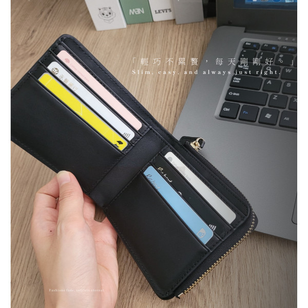 碳纖維牛皮薄款L型零錢袋短夾男夾【LH1151】 
