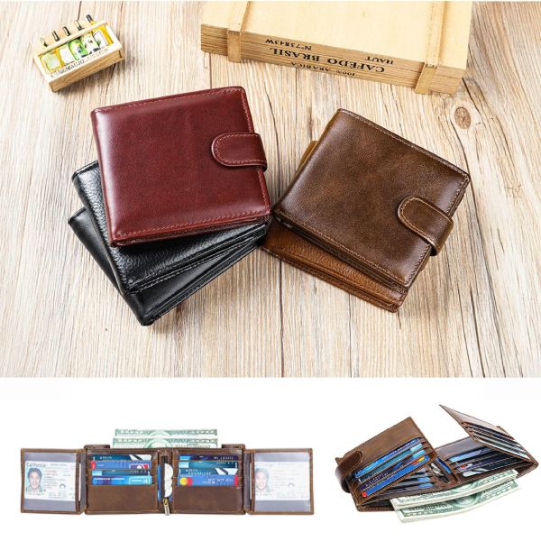 頭層牛皮翻頁式19卡位男士短夾男夾【LH1129】 真皮,牛皮,男夾,短夾,皮夾,錢包
