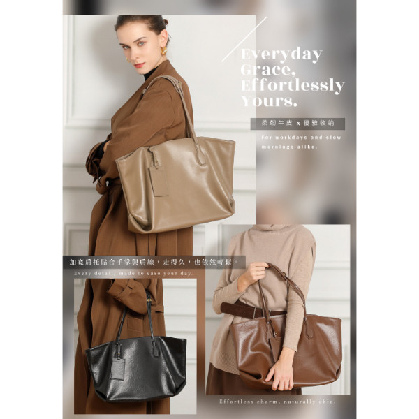 頭層牛皮附加寬肩拖手提包女包【LB1223】 