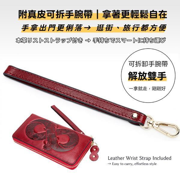 頭層油蠟牛皮圖騰招財拉鍊長夾女夾-招財8【LH1188】 真皮,牛皮,男夾,長夾,皮夾,錢包