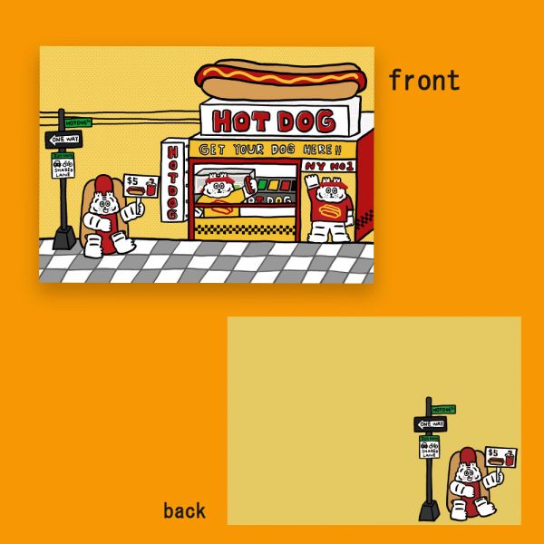 保齡球跟熱狗店明信片 熱狗,保齡球