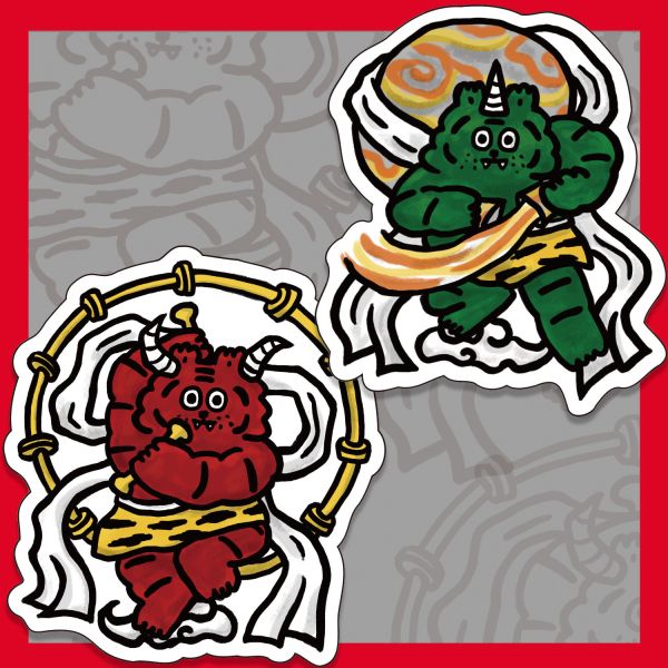 風虎雷虎貼紙組 風神,雷神,貼紙,小虎貼紙