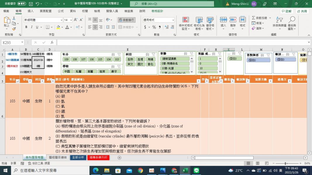 EXCEL考試模板-學士後中醫09-103年各科歷屆考題-學士後中醫/後中/私醫 EXCEL考試模板-學士後中醫09-103年各科歷屆考題-學士後中醫/後中/私醫