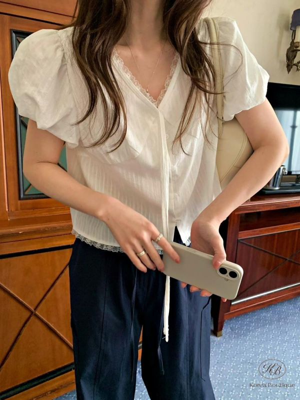 SS361 春季 紋理蓬蓬袖上衣 