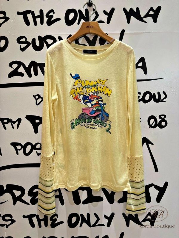 SS184 春季 可愛花色拼接手袖上衣 