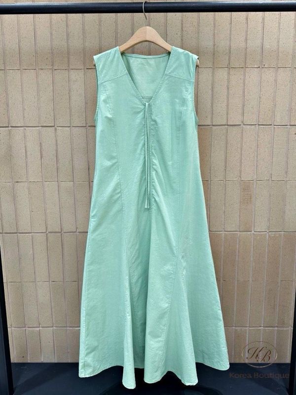 SS362 春季 很美的v領皺摺洋裝 