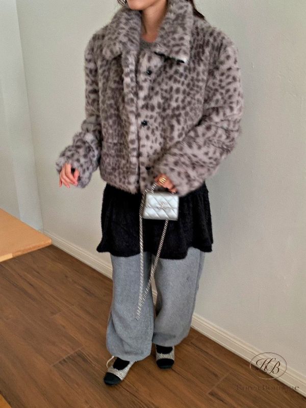 FWKR97 冬季 動物斑點皮草外套 