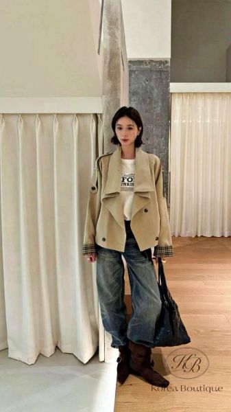 FW2783 秋季 內裡是格紋的風衣外套 