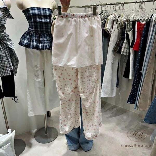 SS583 夏季 碎花工裝褲 