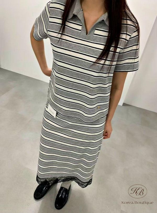 SS334 春季 polo衫條紋套裝 