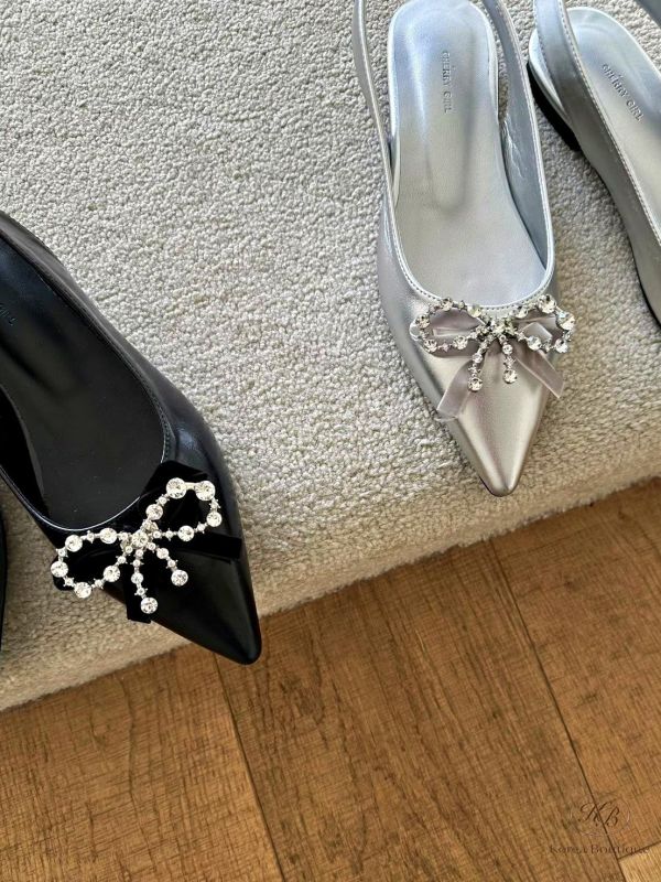 SS238 春季 好美的水鑽蝴蝶結平底鞋 