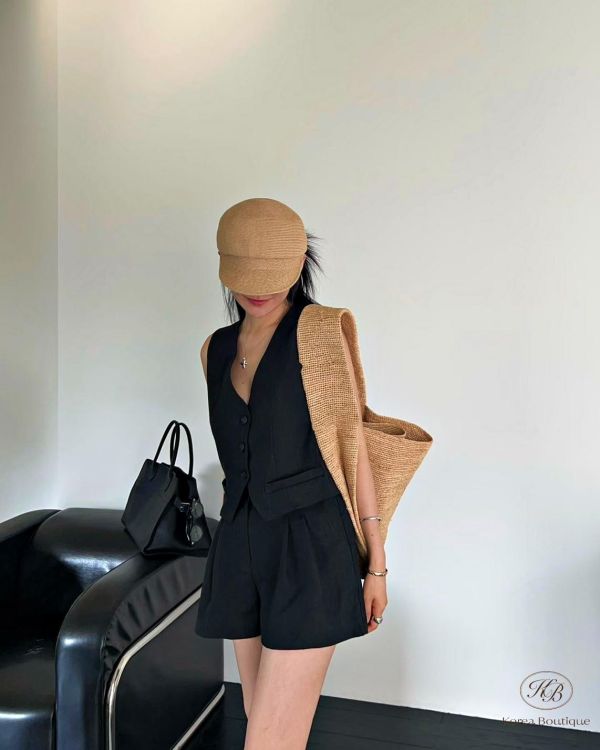 SS464 春季 亞麻背心套裝 