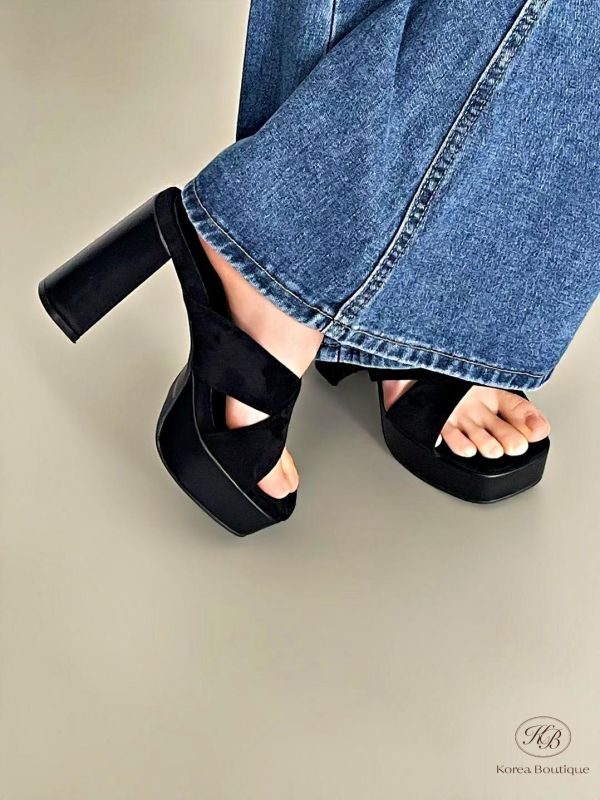 SS216 春季 交叉設計拖鞋高跟 