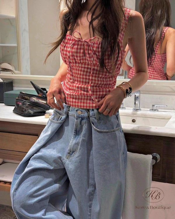 SS414 春季 格子小可愛上衣 