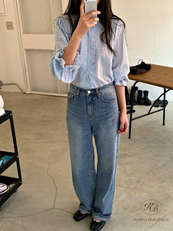 SS295 春季 束口袖花邊襯衫 