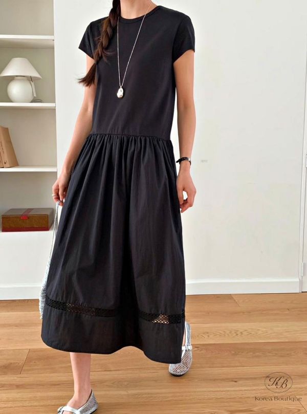 SS457 春季 口袋異材質拼接洋裝 