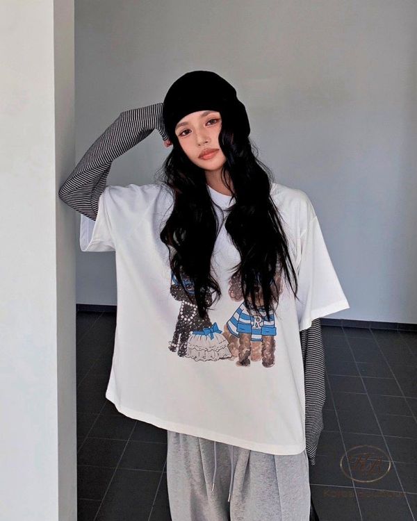 FW2706 秋季 可愛墨鏡狗狗tee 