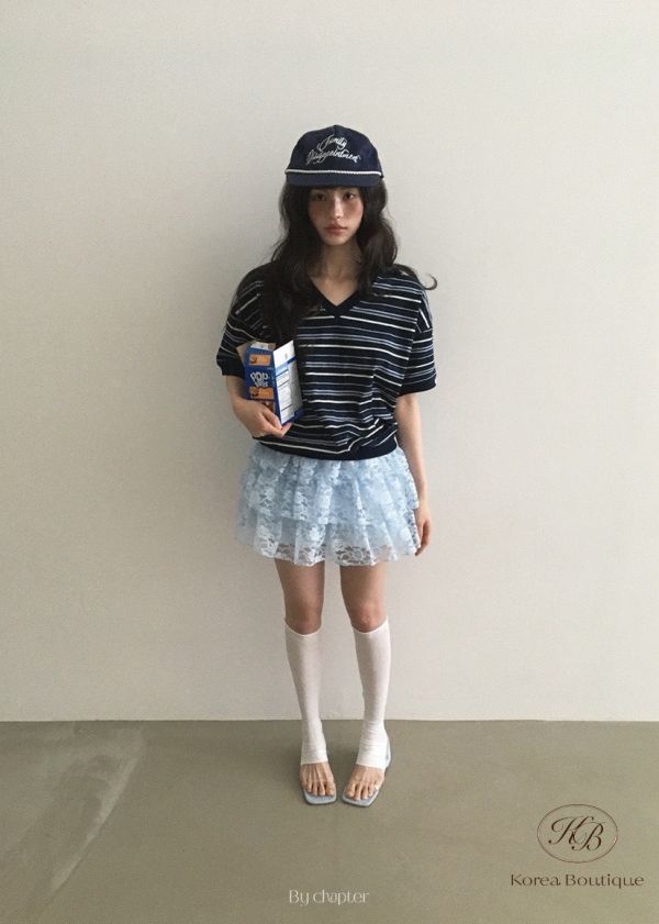 Su23 夏裝 可愛配色條紋polo衫 