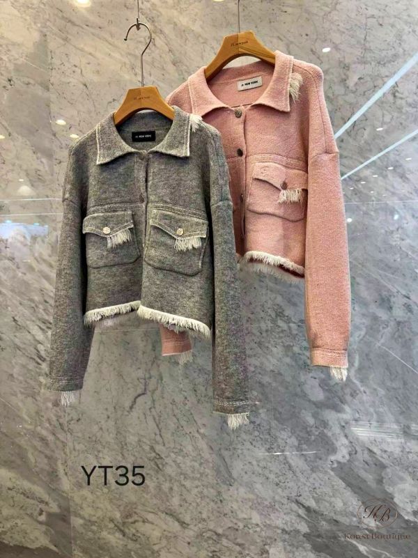 Fw436 冬季 Js設計家 鬚鬚邊設計開襟外套 