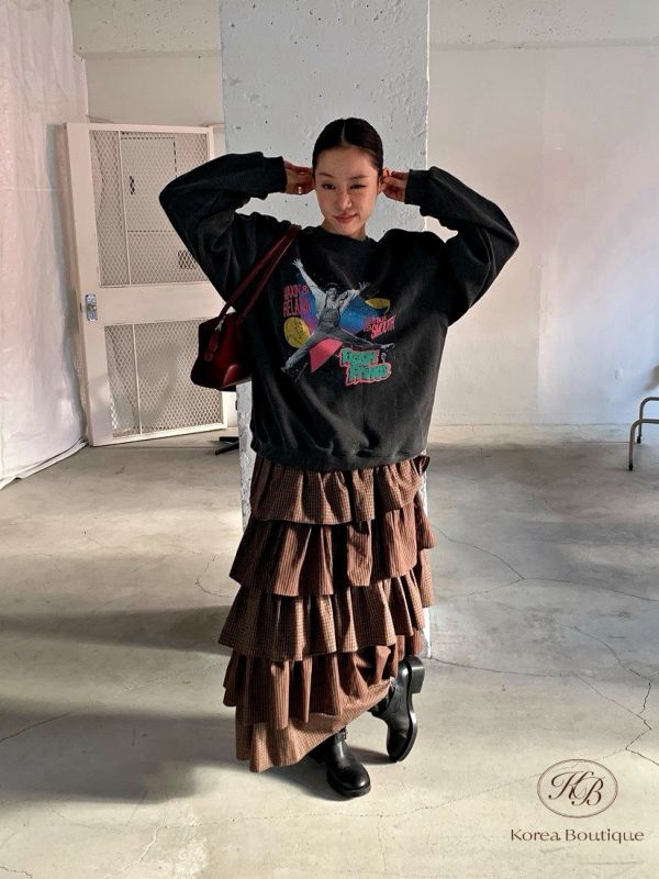 Fw445 冬季 繽紛的大學tee 加絨 