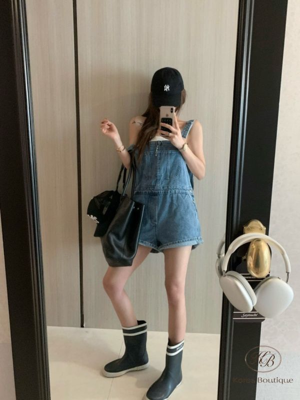 Kr13 夏裝 丹寧吊帶短褲連身褲，可甜可帥，百搭又有型 