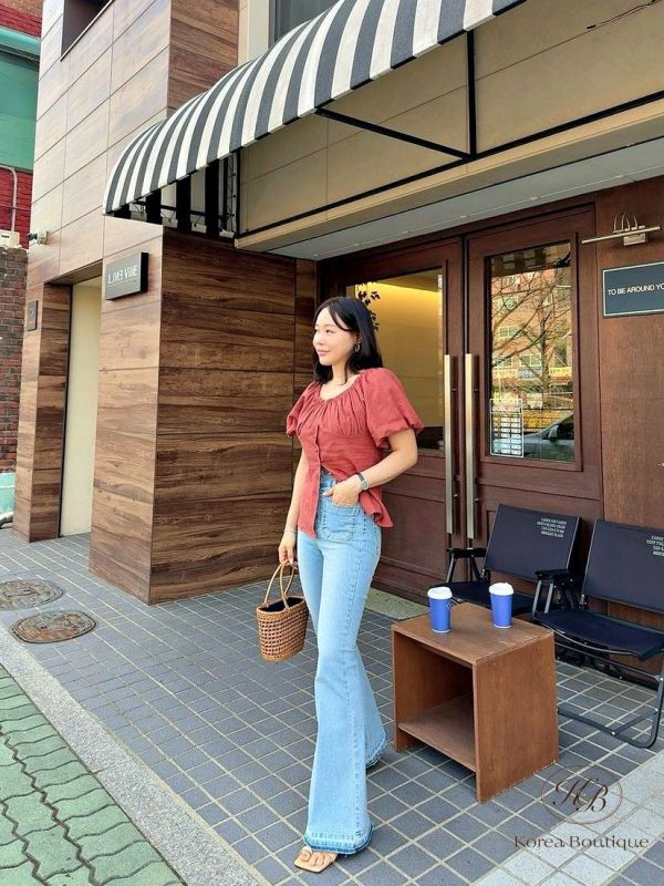 SS332 春季 縮腰可拉平口上衣 